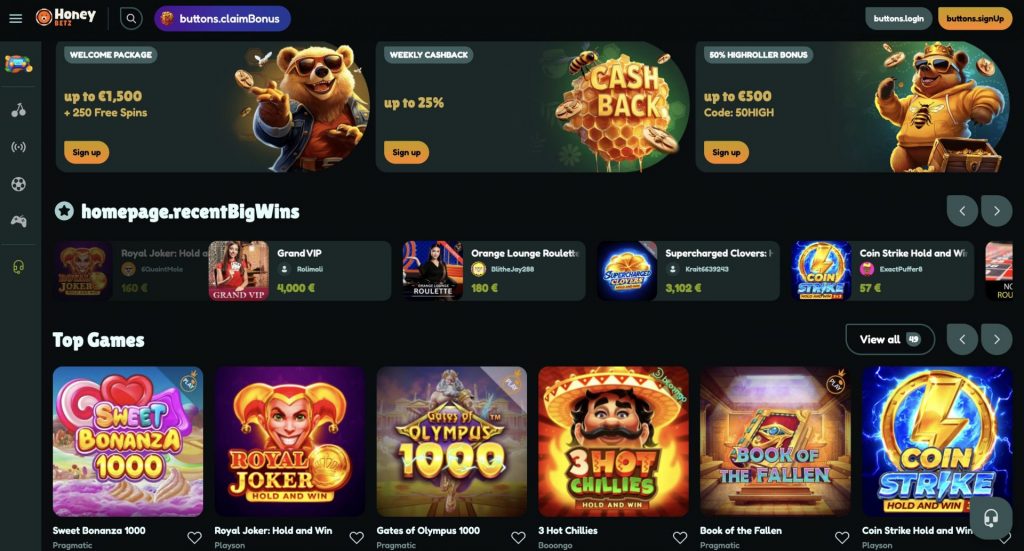 Honeybetz Casino Official Site
