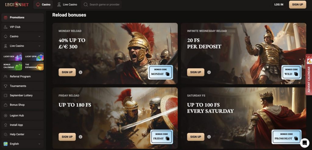 LegionBet Casino Bonuses