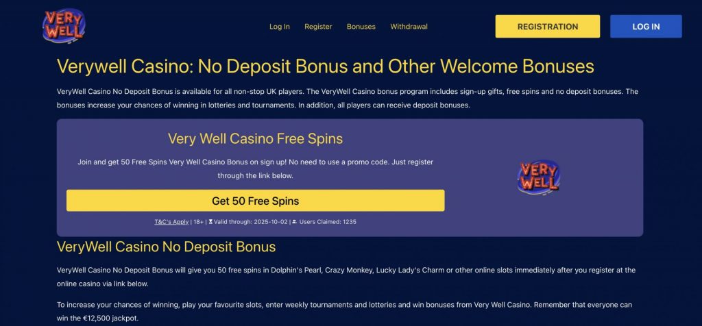Very Well Casino Bonus